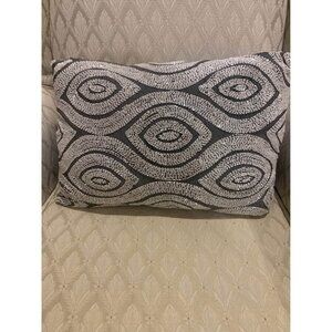 Beaded Embroidered Grey Throw Pillow